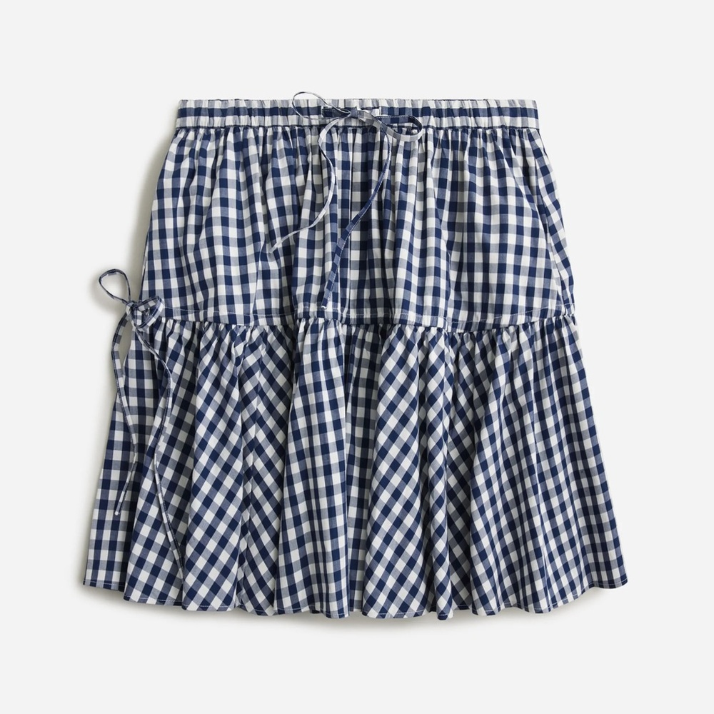 J.Crew Tiered mini skirt in navy gingham